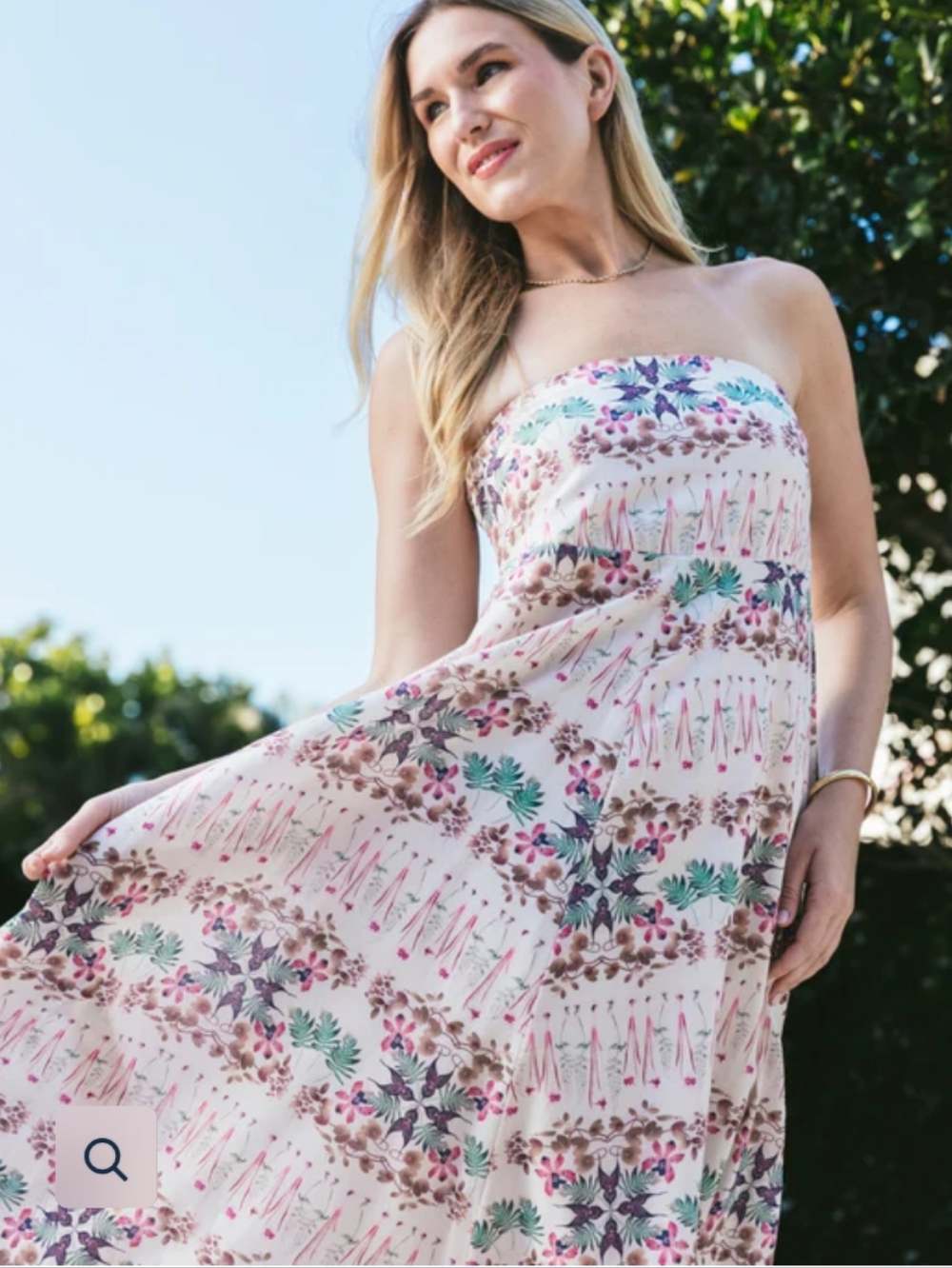 NWT Kahora Palm Beach Breakfast In The Park Strapless Maxi Dress